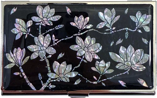 Vista 11 de Estuche para Tarjetas de Visita de Nácar Portador de Tarjetas de Crédito Identificación y Nombre Cartera de Viaje Diseño de Pintura Artística Metal
