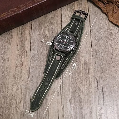 Vista 7 de Reloj retro para hombre, reloj casual para hombre, reloj retro hip-hop punk para hombre, reloj de correa ancha para hombre, reloj de cuarzo