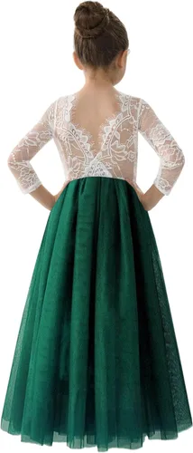 Vista 9 de 2Bunnies - Vestido de fiesta con tutú de tul, espalda de encaje de rosa, tipo A, para niñas Maxi sin mangas de encaje