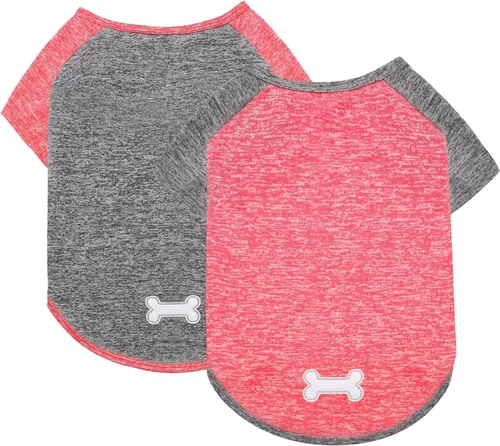 Vista 9 de KYEESE Paquete de 2 camisas para perro con mangas, camisetas ligeras de protección solar de secado rápido para perros pequeños con piel sensible