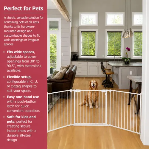 Vista 6 de Cardinal Gates EX100 XpandaGate - Puerta extra ancha para bebés y perros, puerta de seguridad ajustable montada en hardware para niños y mascotas