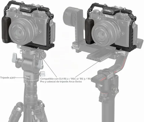 Vista 6 de SmallRig Zf - Jaula para cámara Nikon Z f, con agarre ergonómico de ébano, placa de liberación rápida integrada para Arca para encender rápidamente