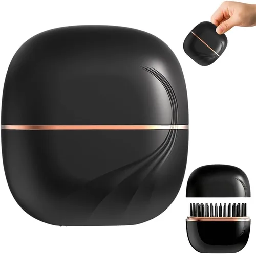 Vista 8 de Mini alisador de pelo, peine caliente recargable inalámbrico 2 en 1, alisador de pelo portátil para viajes con calentamiento rápido y diseño Negro