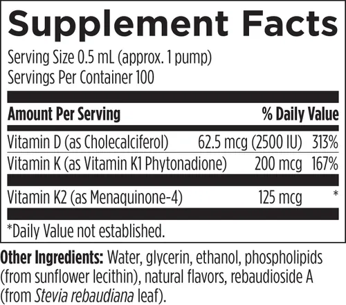 Vista 5 de Designs for Health Liposomal D Supreme Vitamina D Líquido – 2500 UI de Vitamina D3 + Vitamina K (K1 + K2) – Liposomas para una absorción superior