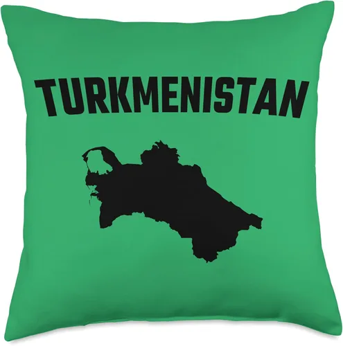 Vista 4 de Isolated black silhouette of a map of Turkmenistan Throw Pillow