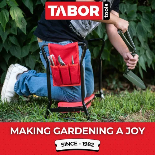 Vista 7 de TABOR TOOLS TR2A - Banco de jardín y asiento con bolsa de herramientas y cojín de espuma, asiento de trabajo con opción de banco arrodillado