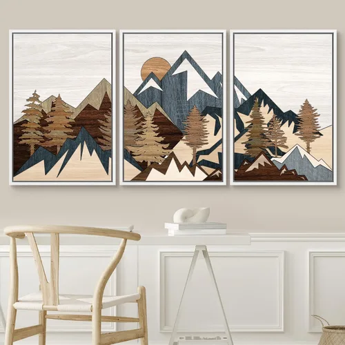 Vista 225 de SIGNWIN Lienzo enmarcado para pared, juego de arte de collage de hojas transparentes en blanco y negro, ilustraciones de naturaleza silvestre, arte