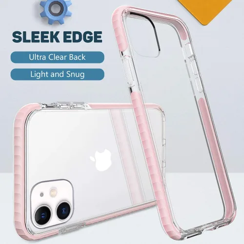 Vista 2 de MATEPROX Compatible con iPhone 11 Funda transparente, delgada, transparente, a prueba de golpes, para iPhone 11 6.1 (rosa)