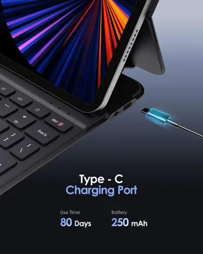 Vista 6 de Funda para iPad de 11ª (A16, 2025)/10ª generación con teclado, funda magnética desmontable para teclado Bluetooth inalámbrico para iPad de 10.9