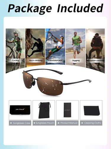 Vista 7 de JIM HALO Lentes de sol deportivos para hombres y mujeres, TR90 sin montura para correr, pescar, ciclismo, conducción