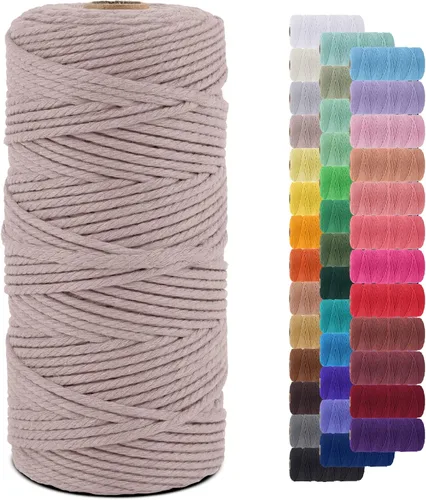Vista 100 de Cordón de macramé de 0.079 pulgadas, cuerda de algodón natural de 109 yardas, hilo de cuerda de macramé para manualidades, ganchos de pared