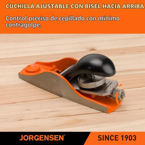 Vista 6 de JORGENSEN Cepillo de madera de 5-1/4 pulgadas, cepillo manual para carpintería, cepillo de bloque de ángulo bajo, cepillo manual pequeño