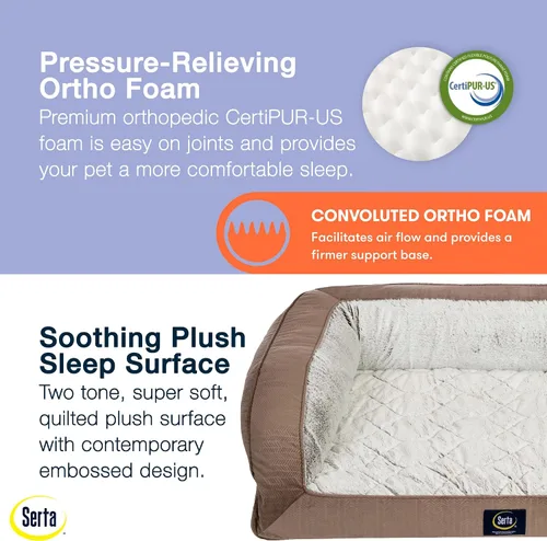 Vista 4 de Serta Cama ortopédica acolchada tipo sofá para perros - Marrón chocolate (Pequeño)