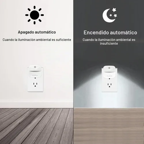 Vista 2 de Luz nocturna, luces LED de noche enchufables a la pared, luces nocturnas con detección de atardecer a amanecer, tamaño compacto sin deslumbramiento