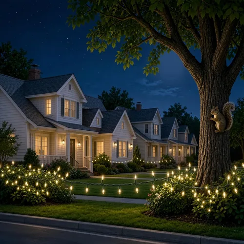 Vista 3 de Guirnalda de 100 Luces LED Blanco Cálido de Cable Verde para Navidad, con Certificación UL y Cadena de Iluminación Decorativa Comercial de 35 Pies