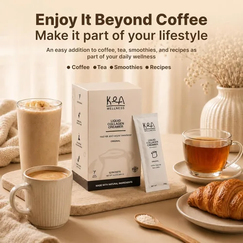 Vista 4 de Crema de café con colágeno líquido totalmente natural, péptidos bovinos y marinos de primera calidad (tipos I, II, III) para cabello, piel, uñas