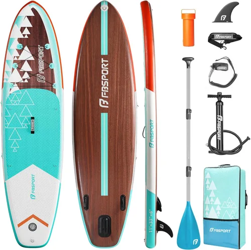 Vista 13 de FBSPORT Tabla de remo de pie prémium de 11 pies, tabla de yoga con accesorios de SUP y bolsa de transporte, amplia posición, control de surf