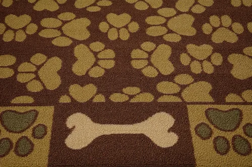 Vista 7 de Alfombra de látex con diseño de pata y hueso, color marrón, verde azulado y azul impresa, resistente al deslizamiento (marrón, 3'3" x 4'11")
