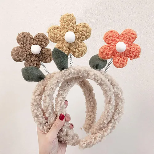 Vista 3 de Diademas para mujeres y niñas, diadema para la cabeza, linda diadema de flores de dibujos animados suave para invierno y otoño, aro para el cabello