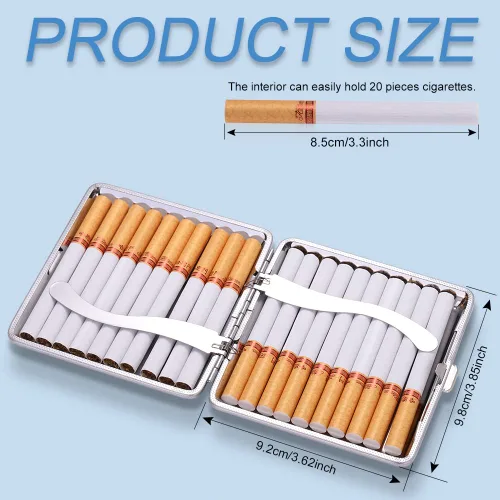 Vista 4 de SAVORI Estuche de cigarrillos para mujeres y hombres, soporte de cigarrillos de metal con cristales brillantes de doble cara, caja de cigarrillos AB