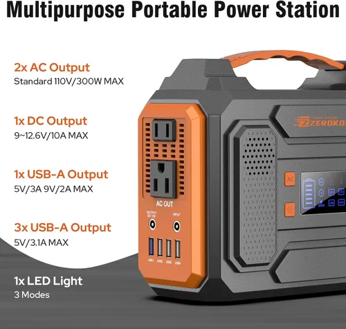 Vista 5 de Portable Solar Generator 300W,110V Portable Power Bank 65W with Foldable 60W Solar Panel, Power Station with DC AC Outlet for Home Smart Devices