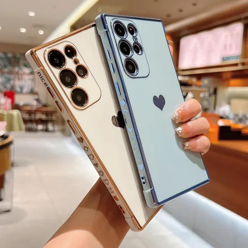 Vista 215 de phylla Funda de teléfono compatible con Samsung Galaxy A12 de 6.5 pulgadas, lindo corazón chapado en oro, elegante funda de lujo para mujer