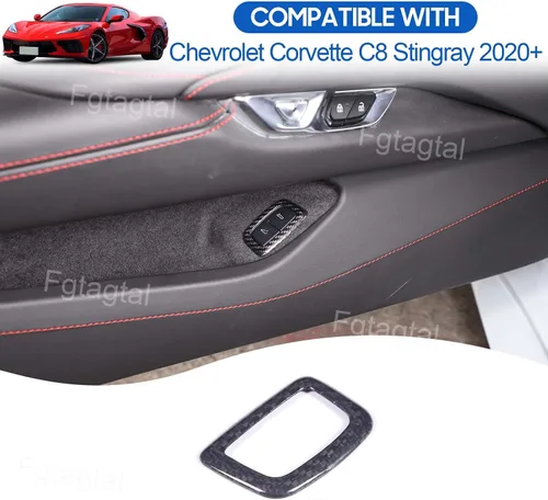 Vista 5 de Cubierta de botón de interruptor de maletero de fibra de carbono real compatible con Chevrolet Corvette C8 2020-2026, accesorios de marco de panel