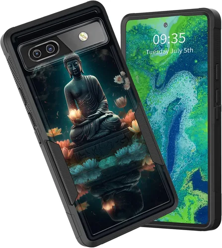 Vista 8 de Funda para Pixel 6A, funda protectora híbrida de doble capa resistente a prueba de golpes de policarbonato duro de silicona suave TPU para Google