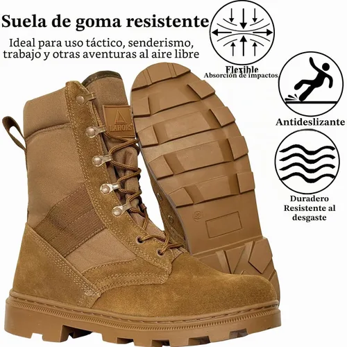 Vista 4 de Botas tácticas de 8 pulgadas para hombre, botas de combate ligeras y transpirables, botas uniformes sin rotura, botas de trabajo antideslizantes