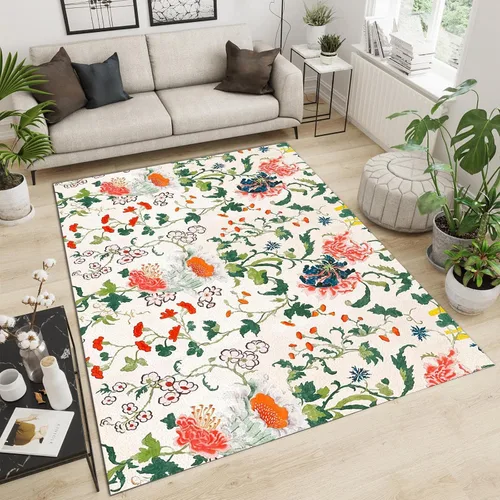 Vista 14 de Alfombra de área de flores simples moradas, alfombra abstracta degradada para interiores, decoración de sala de estar, cálida, suave, duradera