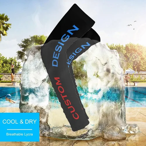 Vista 4 de Mangas de compresión de enfriamiento personalizadas para brazo añade tu diseño de fundas personalizadas para actividades al aire libre Negro