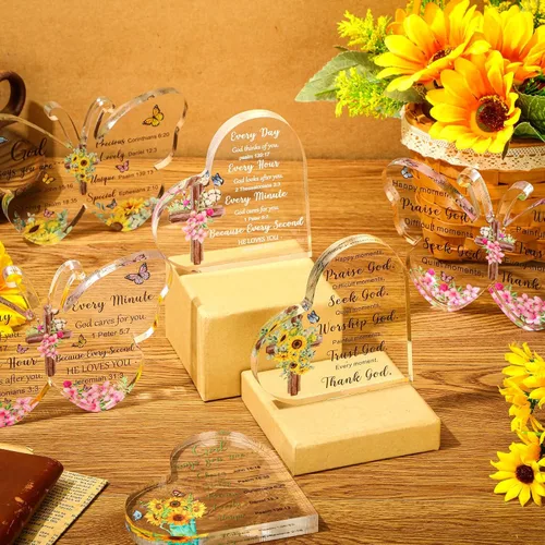 Vista 2 de Pinkunn 6 piezas de acrílico cristiano regalos para mujeres, Día de la Madre, regalos religiosos inspiradores con versículo de la Biblia