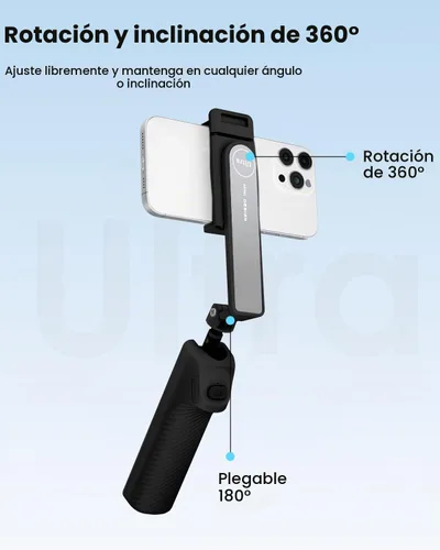Vista 5 de Viozon Palo selfie inalámbrico de aleación de aluminio, ligero, extensible, de bolsillo, con control remoto, compacto para selfie de viaje Negro