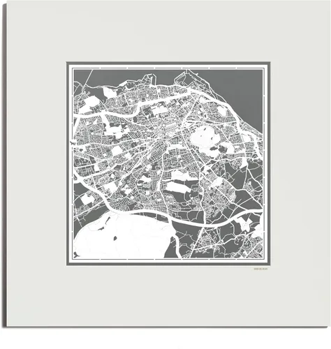 Vista 134 de O3 Design Studio Mapa de corte de papel de París, color negro mate, 20 x 20 pulgadas, arte en papel