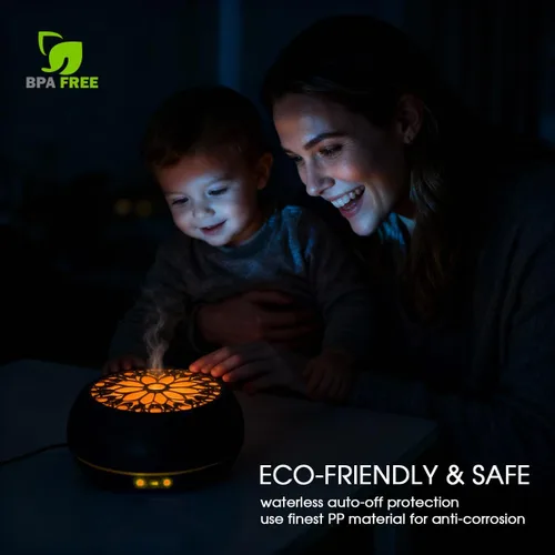 Vista 9 de 550ml Difusor de aceite esencial de gran capacidad con juego de 6 aceites de aromaterapia, humidificador de aire ultrasónico con temporizador y luz