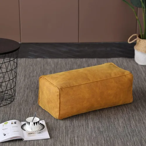 Vista 4 de Puf otomano de gamuza para piso, reposapiés otomano, cuadrado, rectangular, puf, cojín de suelo, sofá, taburete para sala de estar
