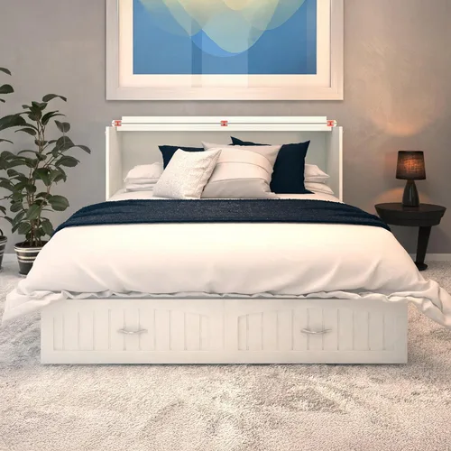 Vista 4 de AFI, Southampton Murphy - Baúl de cama Queen con colchón y cajón de 6 pulgadas, color blanco