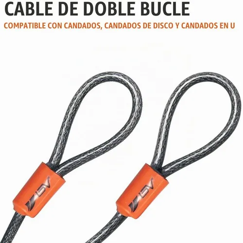 Vista 4 de BV Cable de bicicleta de 2.5 pies con bucles - Cable de acero trenzado resistente al corte de 5 mm (3/16 pulgadas) - Versátil y resistente a la Única