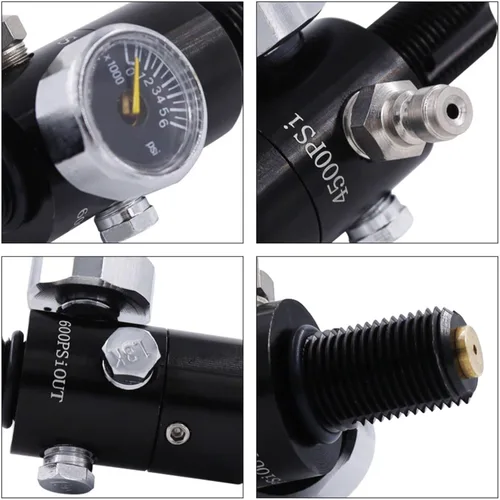 Vista 5 de TUXING 4500PSI Paintball Air Tank Regulador Válvula Calibre, Regulador de Paintball de aluminio duradero, para industrial, M18* 1.5
