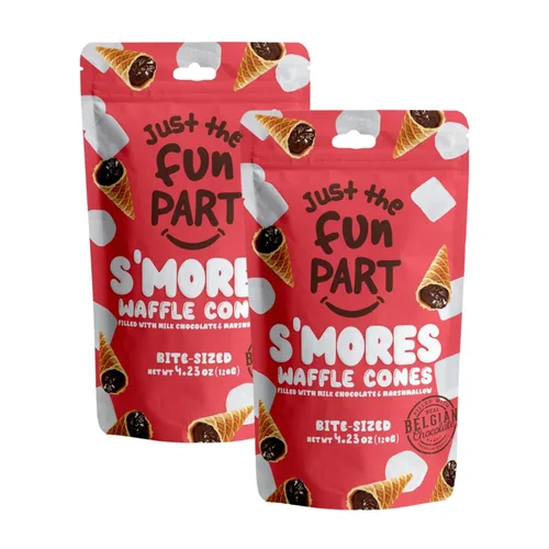 Vista 7 de Just The Fun Part Mini conos de gofre crujiente de tamaño bocado Rellenos con chocolate belga premium Excelentes para bocadillos, postres