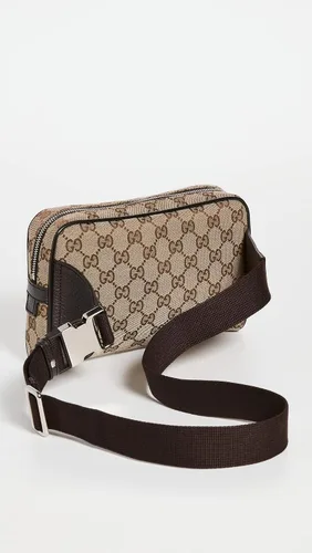 Vista 3 de Gucci Cinturón con cremallera preamado para mujer, lona Gg, Marrón