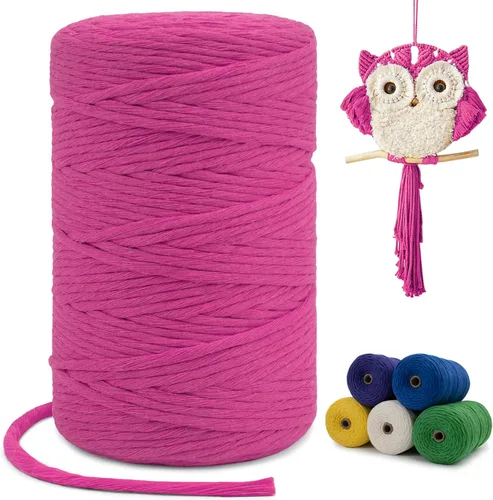 Vista 91 de Cuerda de macramé de una sola hebra de 0.197 in x 110 yardas, cuerda de macramé de algodón natural de 0.197 in, cuerda de algodón grueso para colgar