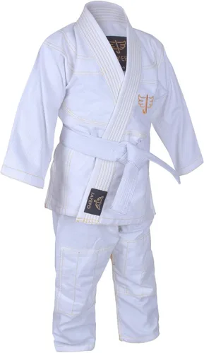 Vista 5 de Jayefo JIU Jitsu GI para niños y niñas, IBJJF Legal BJJ ligero, suave, preencogido, para niños y jóvenes, sin MMA, cinturón blanco