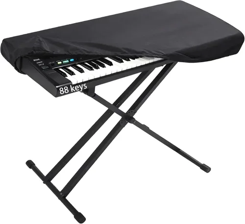 Vista 9 de Cubierta antipolvo para teclado de 88 teclas, protector de tela elástica para piano digital y teclados electrónicos (negro) - Ajuste universal