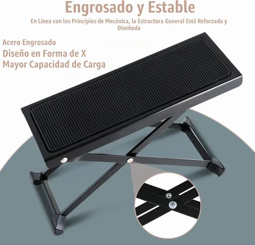 Vista 4 de EASTROCK Reposapiés de guitarra plegable ajustable de altura de hierro sólido para guitarra clásica