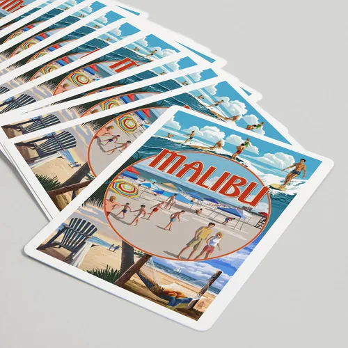 Vista 5 de Lantern Press Malibu, California, montaje en la playa (52 cartas de juego, baraja de cartas de tamaño póquer con Jokers)
