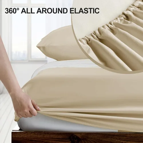 Vista 3 de FreshCulture Sábana Bajera Ajustable Twin XL Solamente Paquete de 2 - Sábana Bajera de Calidad de Hotel Tamaño Twin XL - Ultra Suave y Transpirable