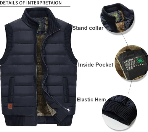 Vista 2 de XinYangNi Men's Winter Warm Outdoor Padded Puffer Vest Thick Fleece Lined Sleeveless Jacket