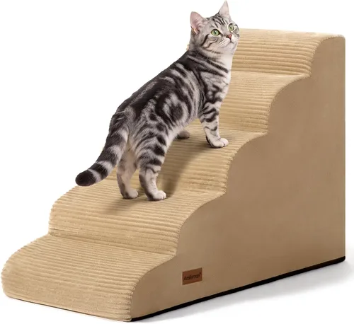 Vista 10 de Escaleras para perros y gatos pequeños, rampa de escaleras para mascotas de Gris