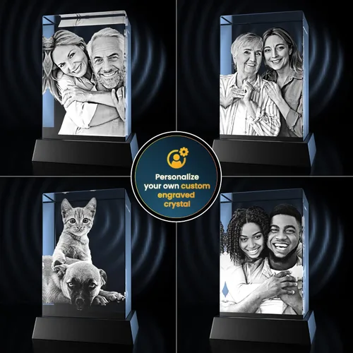 Vista 2 de STRONGUS Foto personalizada de cristal 3D, regalos para el día de la madre, para padre, mamá, novia, ella, él, novio, cumpleaños, aniversario